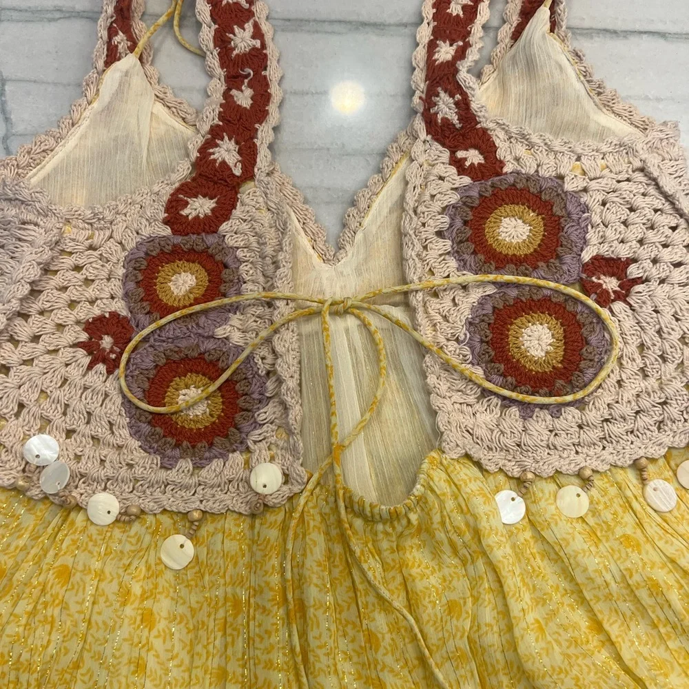 Zara Yellow and Cream Crochet Dress - Picture 6 of 9